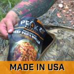 Peak Refuel Beef Pasta Marinara | 49g Protein | 1040 Calories | 100% Real Meat | Premium Freeze Dried Backpacking & Camping Food | 2 Servings | Ideal MRE Survival Meal (2 Serving Pouch)