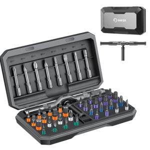 Saker 42 in 1 Magnetic Screwdriver Set, Multi Bit Free Combination Ratchet Screwdriver Set Portable Repair Tool Kit for Christmas Gifts Furniture, Computer, Bicycle and DIY Grey
