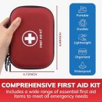 Mini First Aid Kit - 144pcs Emergency Medical Kit with Water-Resistant Hard Case for Home, Travel, & Outdoor Emergencies - Portable First Aid Supplies for Minor Cuts, Scrapes, Burns, Bites & Stings