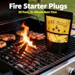 Raneped 50 Pack,Waterproof Fire Starters with 5+ Minute Burn Time for Emergencies, Campfires, Survival, Fire Pits, Grills - Yellow,Non-Toxic