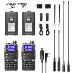 [Chirp Compatible] BAOFENG UV-5G Plus GMRS Handheld Radio, Long Range Rechargeable Two Way Radio, 999 Channels, with NOAA Weather Receiving, 2500mAh Battery USB-C Port, 8" & 15.5" Antennas, 2 Pack