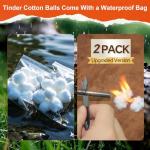 2PCS Magnesium Fire Starter with Striker, High Temp Magnesium Rod, Ferro Rod Fire Starter Survival Tool with 20Pack Waterproof Tinder and Steel Fire Striker for Camping, Hiking and Emergency (Orange)