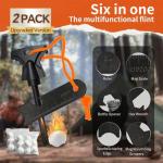 2PCS Magnesium Fire Starter with Striker, High Temp Magnesium Rod, Ferro Rod Fire Starter Survival Tool with 20Pack Waterproof Tinder and Steel Fire Striker for Camping, Hiking and Emergency (Orange)