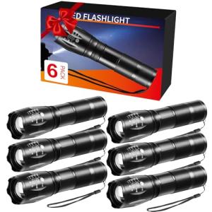 6Pack LED Flashlights High Lumens, 5Mode Tactical Flashlight for Home, Small Flashlights Powerful, Pocket Flashlight Battery Powered, Adjustable Torch Light, Mini Flash Light for Emergencies Camping