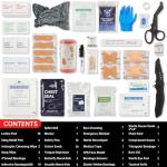 Heltrek Trauma Kit, Compact Tactical IFAK Emergency Survival First Aid Kits Hemostatic Combat Wound Care Molle Pouch with Israeli Bandage, Chest Seal, Splint for Military, Black