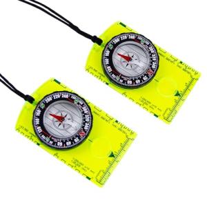 Abvsdu 2 Pieces Orienteering Compass, Superior Hiking Survival Compass for Kids, Hiking Backpacking Compass Scouts Navigation Compass Waterproof Map Reading Compass for Outdoor Camping, ‎Green