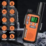 Walkie Talkies Long Range for Adults,Rechargeable Walkie Talkie 22 FRS NOAA Family Walky Talky 2 Way Radio with Earpiece Dual PTT 1500mAh Battery VOX Type-C Charging for Camping Hiking Cruise,4Pack