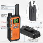 Walkie Talkies Long Range for Adults,Rechargeable Walkie Talkie 22 FRS NOAA Family Walky Talky 2 Way Radio with Earpiece Dual PTT 1500mAh Battery VOX Type-C Charging for Camping Hiking Cruise,4Pack