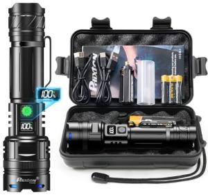 Rechargeable Flashlights 10000 High Lumens Single One Mode Super Bright, High Powered LED Flashlight USB C, High Beam 3280 ft Long Lasting Powerful Heavy Duty Strong Flash Light For Security Hiking