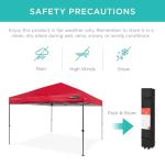 Best Choice Products 10x10ft 1-Person Setup Pop Up Canopy Tent Instant Portable Shelter w/ 1-Button Push, Case, 4 Weight Bags - Red