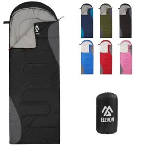 Elevon Sleeping Bag for Adults Teens Kids Cold Warm Weather, Portable Waterproof & Lightweight, Compact with Compression Sack, for 3-4 Seasons Camping, Backpacking, Hiking, Travel, Indoors Outdoors
