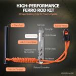 VitarayX Ferro Rod Fire Starter Survival Tool – All-in-One Flint and Steel Fire Starter Kit, Waterproof Firestarter for Camping, Hunting, Bushcraft, Hiking & Emergency Preparedness