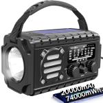 TFTDOUP Emergency Radio Hand Crank Solar, AM/FM/SW NOAA Weather Radio Built-in 20000mah Large Battery Powered,Type-C Charger,Flashlight, Reading Light,SOS, Compact & Portable for Camping/Emergencies