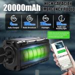 TFTDOUP Emergency Radio Hand Crank Solar, AM/FM/SW NOAA Weather Radio Built-in 20000mah Large Battery Powered,Type-C Charger,Flashlight, Reading Light,SOS, Compact & Portable for Camping/Emergencies