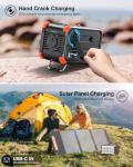 BROWEY Portable Power Station 153Wh Camping Small Solar Generator with Hand Crank 120V 150W AC Outlet Lithium Battery Power Bank, Wireless Charging Emergency Charger for Outdoor Travel Home Backup