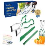 Canning Jar Lifter Tongs with Jar Lid Lifter Magnetic Lid Lifter,Canning Bubble Popper Bubble Remover and Canning Labels for Canning Supplies Starter Kit,4Pcs Canning Tools-Deep Green
