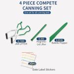 Canning Jar Lifter Tongs with Jar Lid Lifter Magnetic Lid Lifter,Canning Bubble Popper Bubble Remover and Canning Labels for Canning Supplies Starter Kit,4Pcs Canning Tools-Deep Green