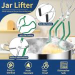 Canning Jar Lifter Tongs with Jar Lid Lifter Magnetic Lid Lifter,Canning Bubble Popper Bubble Remover and Canning Labels for Canning Supplies Starter Kit,4Pcs Canning Tools-Deep Green