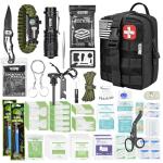 VLITEPRO 242 Piece First Aid & Survival Kit – Molle Pouch IFAK, 1000D Nylon, Color-Coded Compartments, Medical Kit for Camping, Boat, Hunting, Hiking, Home, Car/Home/Earthquake Emergency (Black)