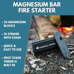 Magnesium Fire Starter Kit - 3-Pack Survival Tool