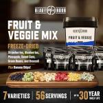 Ready Hour, Fruit & Veggie Mix, Non-Perishable Freeze-Dried Food, 30-Year Shelf Life, Portable Emergency and Adventure Food Supply, Durable Flood Safe Container, 56 Servings