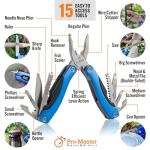 15-in-1 Multitool with Safety Lock, Stainless Steel Pocket Knife & Pliers, Compact EDC Multi Tool, Spring Loaded for Camping, Hiking, Fishing, Outdoors, Survival, Gift for Men, Dad, Husband, Boyfriend