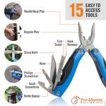 15-in-1 Multitool with Safety Lock, Stainless Steel Pocket Knife & Pliers, Compact EDC Multi Tool, Spring Loaded for Camping, Hiking, Fishing, Outdoors, Survival, Gift for Men, Dad, Husband, Boyfriend
