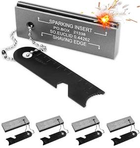 Fire Starter Magnesium Firestarter Flint Waterproof Outdoor Survival Kit with Striker for Campfires,Hiking,Hunting(4 Pack)