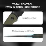 Kizer Drop Bear Fixed Blade Knife, 2.57" Black Stonewash D2 Blade EDC Camping Knife with Olive Green G10 Handle & Hidden Tool, Full Tang Hunting Survival Knives with Adjustable Kydex Sheath, 1094M1