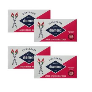 Diamond Greenlight Strike on Box Matches - 1200 Count (4 Pack of 300), Long-Lasting, Bulk Supply for Home, Business, and Outdoor Use