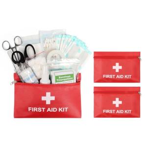 Camoredy Empty Mini First Aid Kit Bag Portable Waterproof Small First Aid Pouch for Emergency Supplies Travel Home Car (Red, Pack of 2)