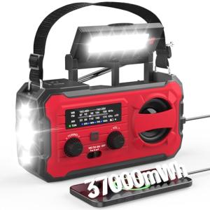 NITIGO 10000mAh Emergency Radio, NOAA Weather Radio with AM/FM, 37000mWh Rechargeable Phone Power, USB/Solar/Hand Crank Charging, LED Flashlight, SOS Alarm, Reading Lamp for Indoor/Outdoor Emergencies