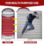 ETGLCOZY Sleeping Bag for Adults Cold Weather & Warm, Lightweight Backpacking Camping Hiking Essentials Gear for Kids 10-12 Girls Boys Compact w/Compression Sack 30-50F Degree, Claret/Gray