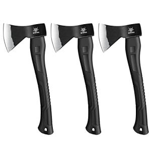 WICING Throwing Axe - 3 Pack, 15-inch Camping Hatchet, Carbon Steel Splitting Axe, Fiberglass Handle, with Anti-Slip & Shock Reduction Grip for Axe Throwing, Kindling, Chopping, and Wood Splitting
