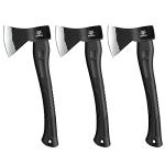 WICING Throwing Axe - 3 Pack, 15-inch Camping Hatchet, Carbon Steel Splitting Axe, Fiberglass Handle, with Anti-Slip & Shock Reduction Grip for Axe Throwing, Kindling, Chopping, and Wood Splitting