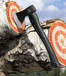 WICING Throwing Axe - 3 Pack, 15-inch Camping Hatchet, Carbon Steel Splitting Axe, Fiberglass Handle, with Anti-Slip & Shock Reduction Grip for Axe Throwing, Kindling, Chopping, and Wood Splitting