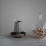 Creative Co-Op Stoneware Match Holder with Striker Plate, Reactive Glaze, Grey (Each One Will Vary)