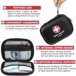 Mini First Aid Kit - 120 Piece Small Waterproof Hard Shell Medical Kit for Car, Home, Office, Travel, Camping, Sports, Outdoor, School - Emergency First Aid Supplies and Survival Kit (Black)