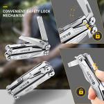 BIBURY Multitool with Pocket Knife, Birthday Gifts for Men, 19-in-1 Stainless Steel Pliers with Scissors, Self-locking Multi tools with EDC Sheath for Home, Camping, Hiking, Survival -BI2038A