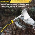 SLNIHAMS 13.5" Camping Hatchet, Forged Carbon Steel Axe with Ergonomic Anti-Slip Grip & Heavy-Duty Oxford Nylon Sheath – Outdoor Survival, Camping, Wood Splitting & Hiking Tool