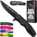 Safety Lock Pocket Knife - 3.4-inch Sharp Blade - Folding Tactical with Aluminum Handle - Ideal Tool for EDC Camping Hunting Survival Hiking - Food Processing Knives - Birthday Gifts for Men 6681