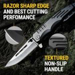 Safety Lock Pocket Knife - 3.4-inch Sharp Blade - Folding Tactical with Aluminum Handle - Ideal Tool for EDC Camping Hunting Survival Hiking - Food Processing Knives - Birthday Gifts for Men 6681