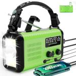 Rckskaya 20000mAh Emergency Radio, Hand Crank NOAA Weather Radio AM FM, Solar Power Battery Operated/USB-C Charging, LED Flashlight, Reading Light, SOS & Compass for Emergencies/Camping