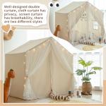 Kids Play Tent with Padded Mat, Kids Tents Indoor Playhouse for Toddler, Large Princess Castle Pompoms Play House Tent for Girl Bed Tents Toys for Boys Girl Birthday, Christmas House Gift