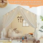 Kids Play Tent with Padded Mat, Kids Tents Indoor Playhouse for Toddler, Large Princess Castle Pompoms Play House Tent for Girl Bed Tents Toys for Boys Girl Birthday, Christmas House Gift