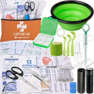 GPUSFAK Pet First Aid Kit for Dogs & Cats - Dog First Aid Kit Pet Emergency Kit with First Aid Supplies for Home Camping Hiking Traveling
