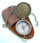 ANTIQUANA Brass Compass Unique Print Go Confidently Quote Compass With Leather Case Antique Brass Compass With Chain A Great Gift Item For Your Loved Ones Hikers And Traveler By