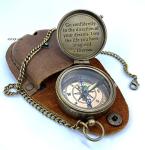 ANTIQUANA Brass Compass Unique Print Go Confidently Quote Compass With Leather Case Antique Brass Compass With Chain A Great Gift Item For Your Loved Ones Hikers And Traveler By