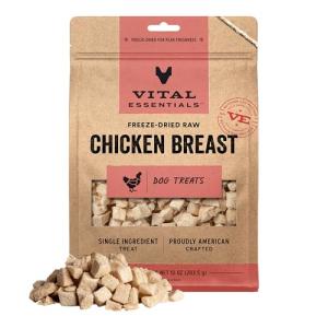 Vital Essentials Single Ingredient Chicken Breast Dog Treats, 10 oz | Freeze-Dried Raw | Premium Quality High Protein Training Treats | Grain Free, Gluten Free, Filler Free