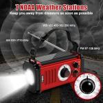 37000mWh Hand Crank Emergency Radio, Portable Solar AM/FM/NOAA Weather Radio with Rechargeable Battery Powered, USB Charger, SOS Alarm, Flashlight/Reading Lamp for Home Outdoor Survival-Red